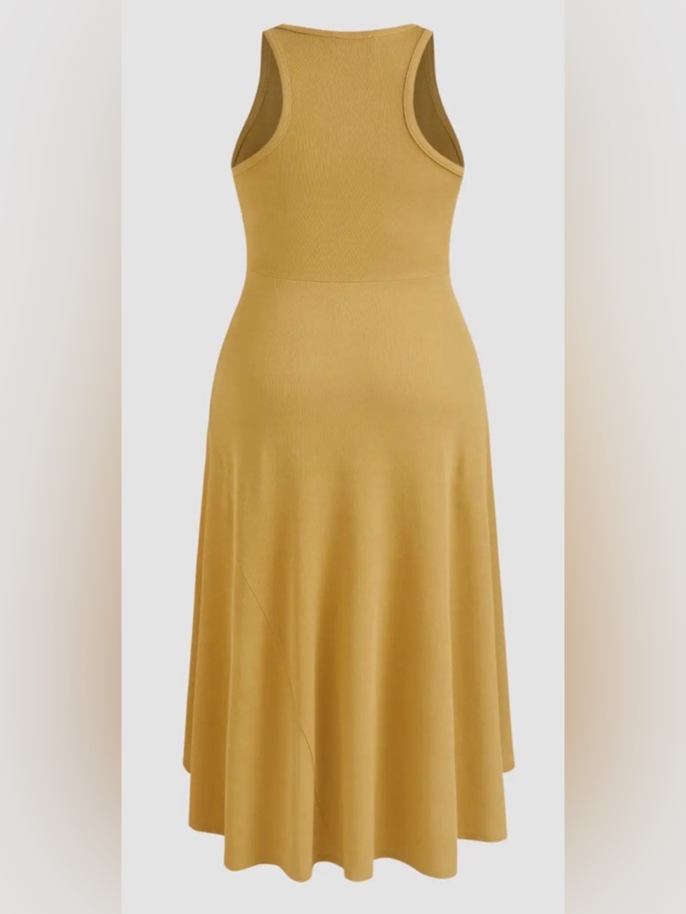 ROUND NECKLINE SOLID ASYMMETRICAL RUFFLE SLEEVELESS MAXI DRESS CURVE & PLUS - Picture 3 of 9